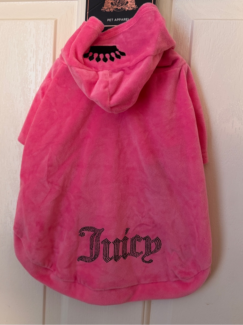 Juicy Couture Bling Velour Dog Hoodie M/L Hot Pink NWT